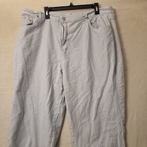 Vintage Bill Blass Jeanswear Capri Pants 22W Blue Gingham Check 90s Cotton...